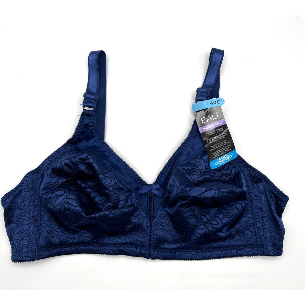 BALI COOL COMFORT BRA CLASSIC SUPPORT BACK SMOOTHING SIZE 40C DF3372 NAVY